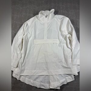 Athleta Sojourn Top Womens XL White Quarter Zip Pleated Layered Oversized READ